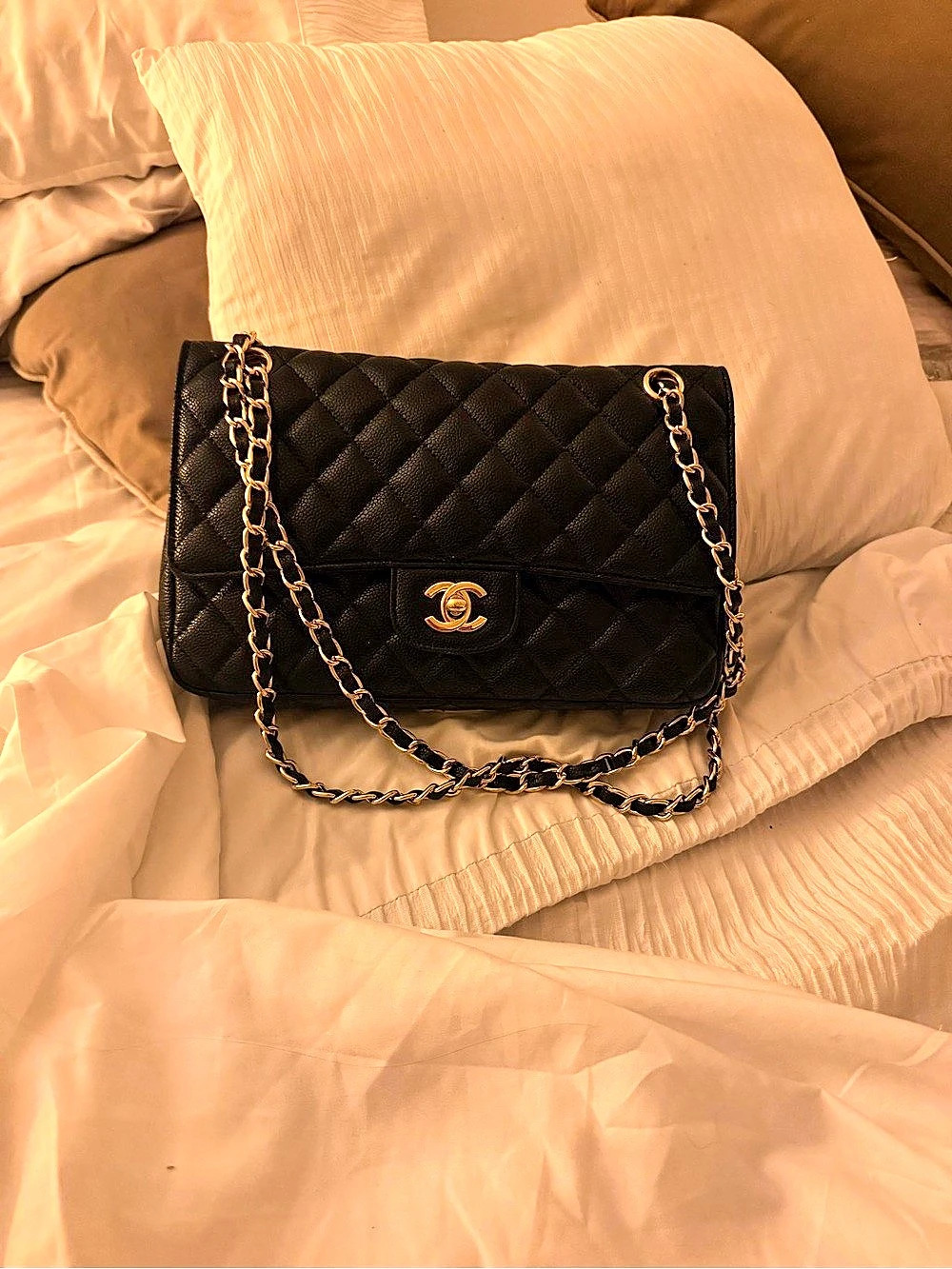 Chanel Medium Classic Double Flap Bag Quilted Shoulder Bag in Black